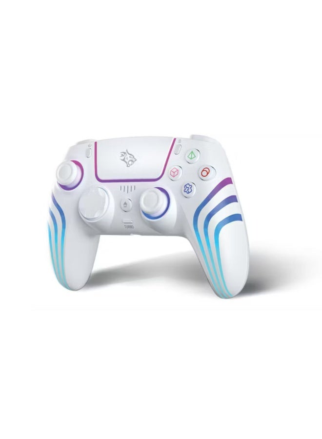 porodo ShadowX Wireless Controller – Bluetooth 5.3, For Android / iOS / PC / PS5, RGB Adjustable Brightness, Built-in Speaker, Turbo Mode, USB-C Charging-White - Image 1